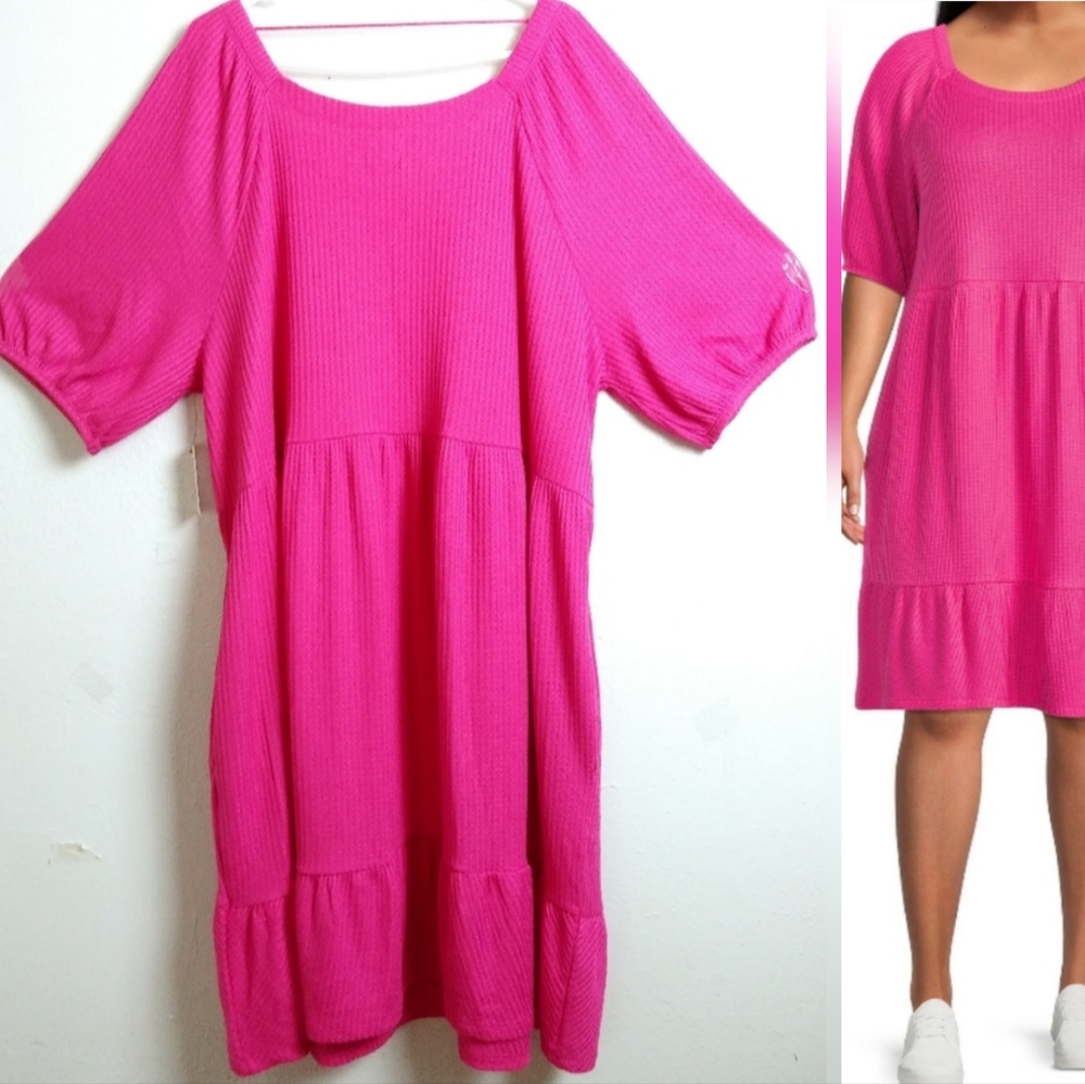 Terra & Sky Thermal Knit Dress Women's Plus Size 3X (24w - 26w
